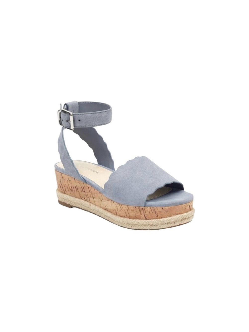 Dusty Blue Marc Fisher Scallop Platform Espadrille Sandals 10 Faitful